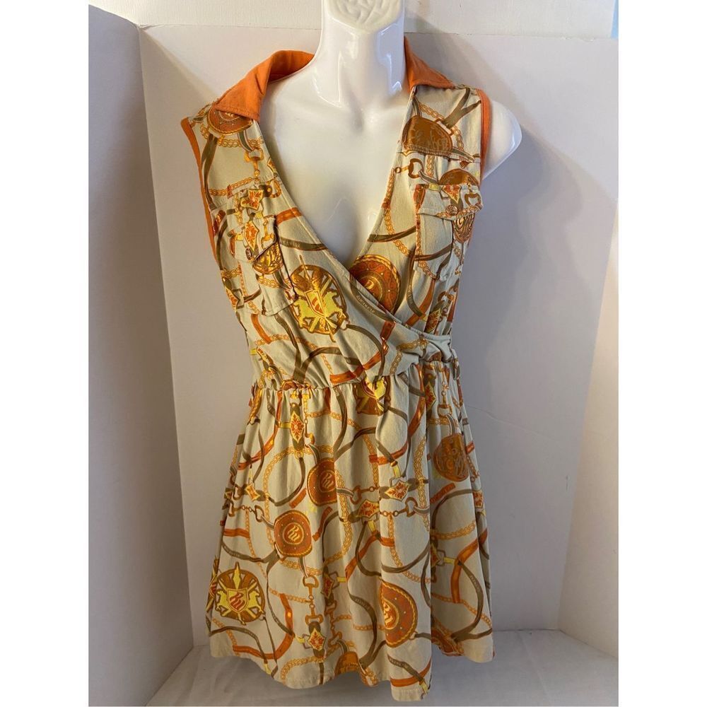 Rocawear orange dress large bling shiny buttons chains rn# 111507 equestrian the